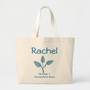Blue Floral Number 1 Homeschool Mum Large Tote Bag