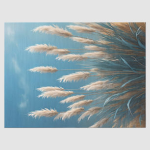 Blue Floral Pampas Grass Tissue Paper