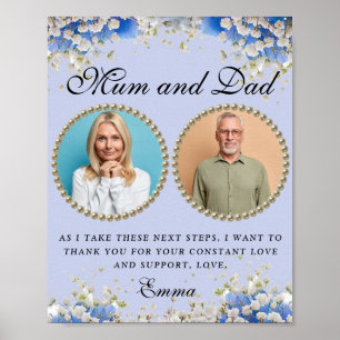Blue Floral Parents of the Bride Thank You Gift Poster
