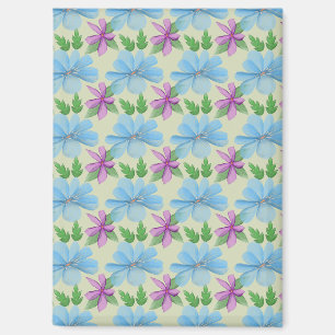 Blue Floral Pattern Aesthetic   Watercolor Flower  Magnet