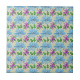 Blue Floral Pattern Aesthetic   Watercolor Flower  Tile