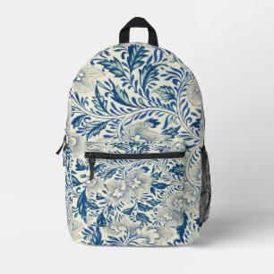 Blue Floral Pattern Antique Asian Design Printed Backpack