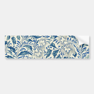 Blue floral Pattern Antique Vintage Bumper Sticker