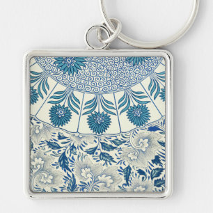 Blue floral Pattern Antique Vintage Key Ring