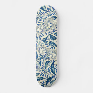 Blue floral Pattern Antique Vintage Skateboard