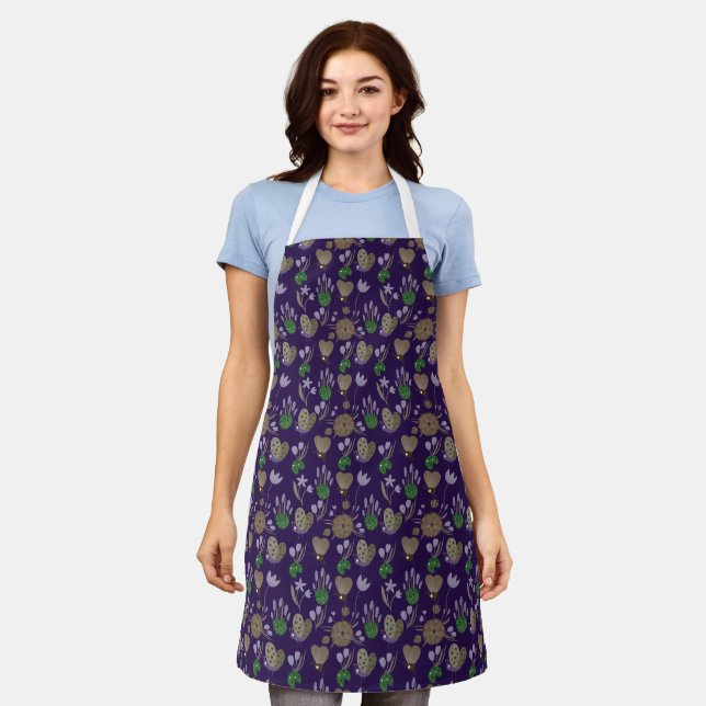 Blue Floral Pattern Apron (Worn)