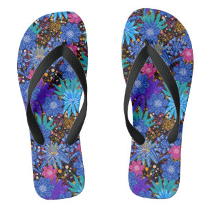 Blue Floral Pattern Beautiful Jandals