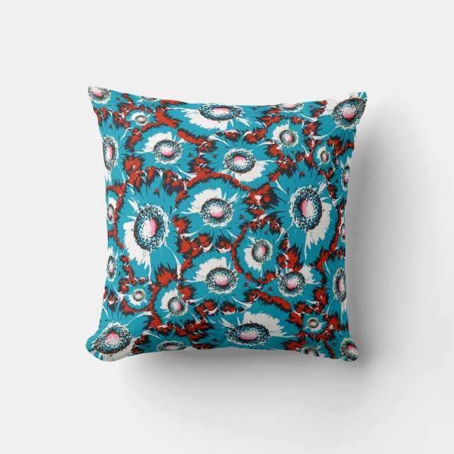 Blue Floral Pattern Cushion (Front)