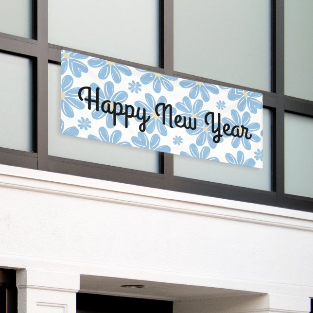 Blue Floral Pattern - Customisable Banner (Outside Building)