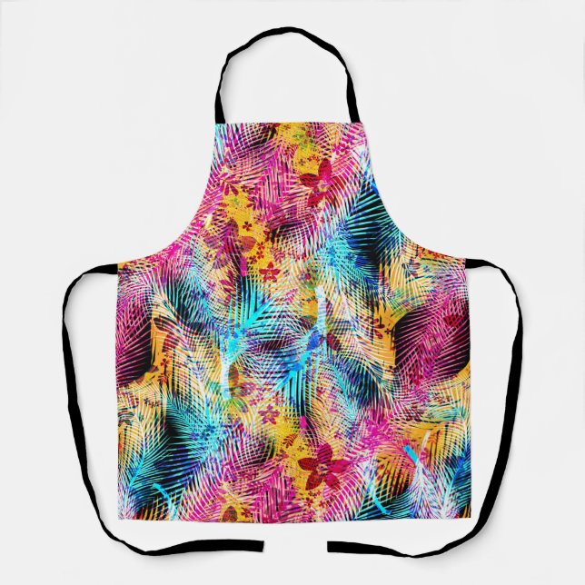 Blue Floral Pattern - Edelweiss Flower Geometric A Apron (Front)