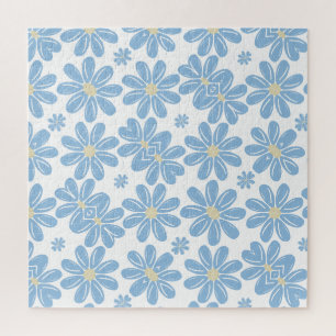 Blue Floral Pattern - Jigsaw Puzzle