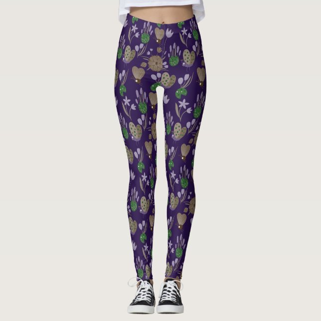 Blue Floral Pattern Leggings (Front)
