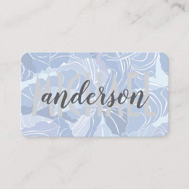 Blue Floral Pattern | Natural Business Card (Front)