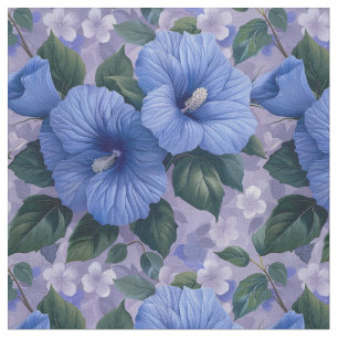 Blue Floral Pattern on Lavender Fabric