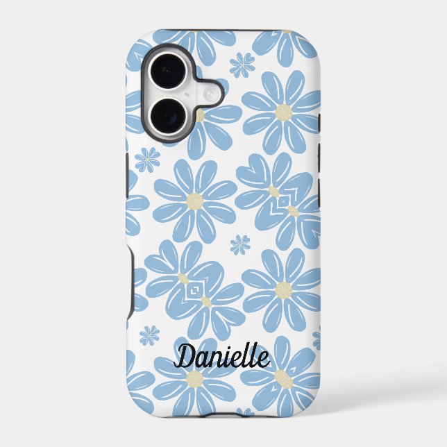 Blue Floral Pattern - Personalised iPhone 11 Case (Back)