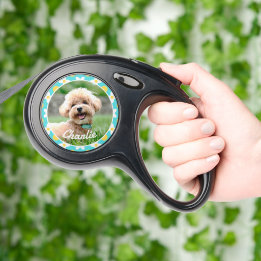 Blue Floral Pattern Personalised Photo Pet Leash