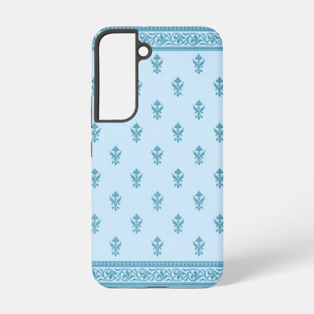 Blue Floral Pattern Samsung Galaxy S22 Case (Back)