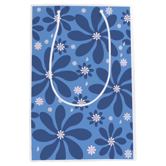 Blue Floral Pattern – Stylish  Acces Medium Gift Bag (Front)