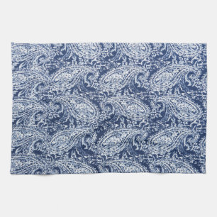 Blue floral pattern tea towel
