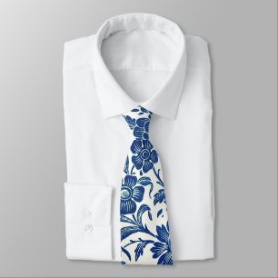 Blue Floral Pattern Tie