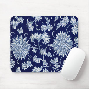 Blue Floral Pattern Vintage Chinese Ornament Mouse Pad