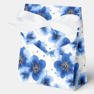 Blue Floral Pattern with Gold Accents Favour Box