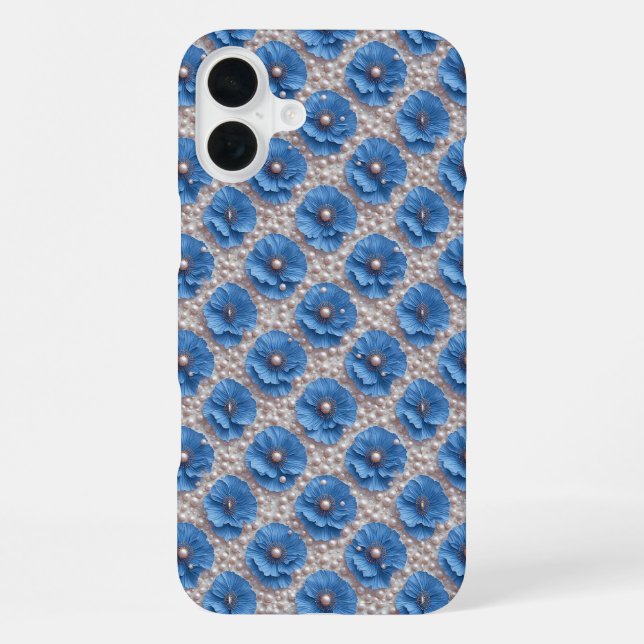 Blue Floral Pearl Pattern iPhone Case (Back)