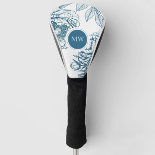 Blue Floral Peony Golf Head Cover