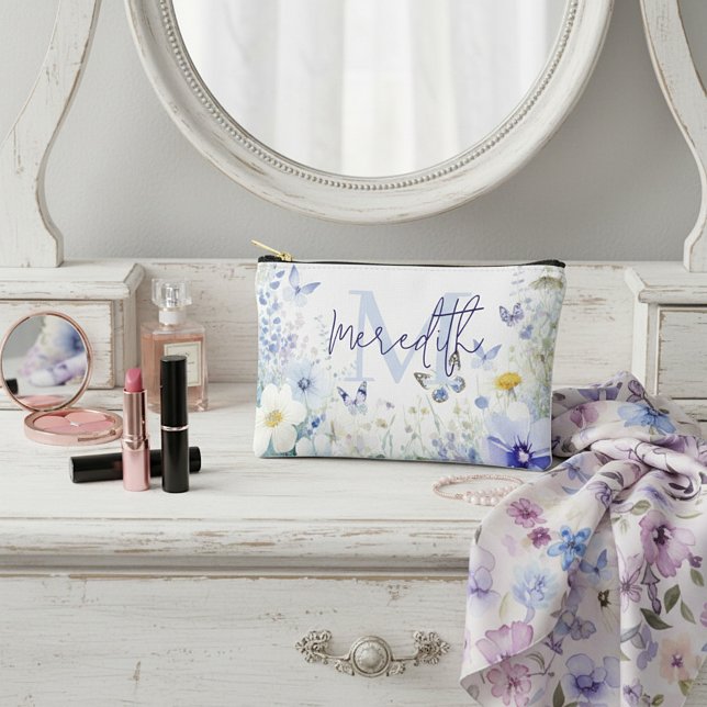 Blue floral personalised accessory pouch (Creator Uploaded)