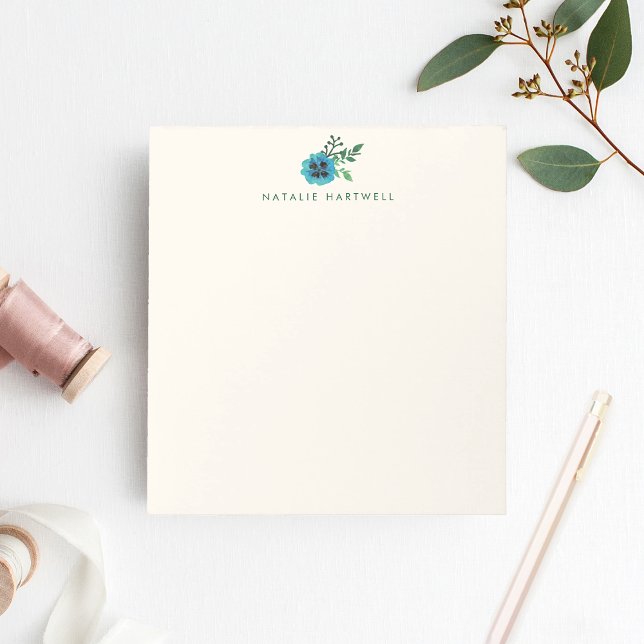 Blue Floral Personalised Notepad (Creator Uploaded)