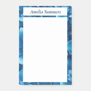 Blue Floral Personalised  Post-it Notes