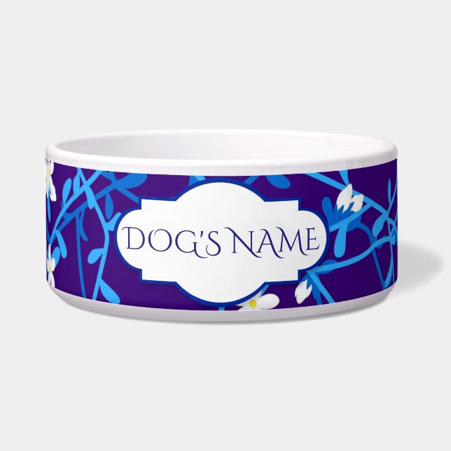 Blue Floral Pet Bowl (Front)