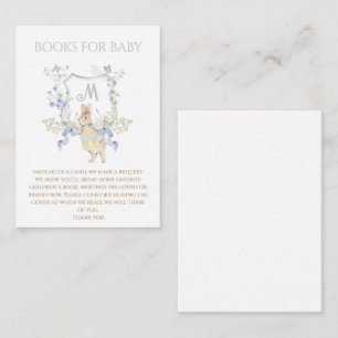 Blue Floral Peter the Rabbit Boy Baby Shower Books Enclosure Card