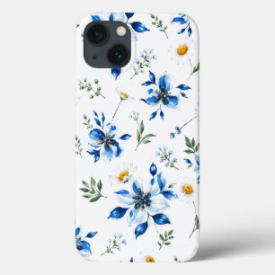 Blue floral phone case .
