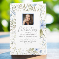 Blue Floral Photos Celebration of Life Funeral