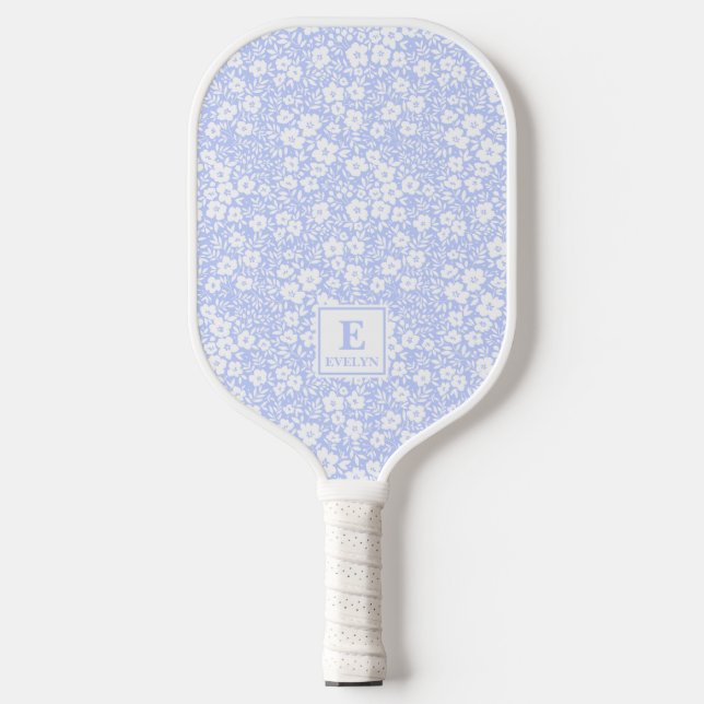 Blue Floral Pickleball Paddle (Front)