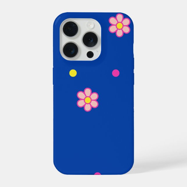 blue floral polka dots iPhone case (Back)