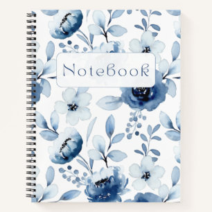 Blue Floral Pretty Flowers Notebook