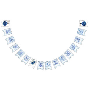 Blue Floral Princess Girl Birthday Party Bunting