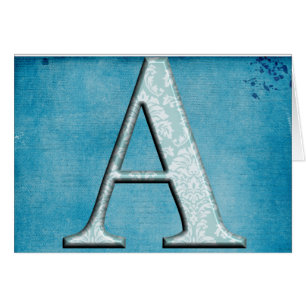 Blue Floral Print A monogram initials Gifts