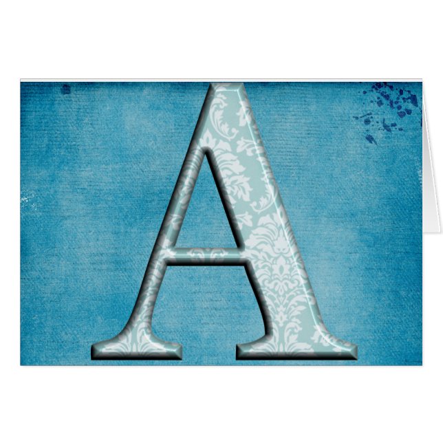 Blue Floral Print A monogram initials Gifts (Front Horizontal)