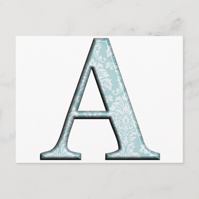 Blue Floral Print A monogram initials Gifts Postcard (Front)