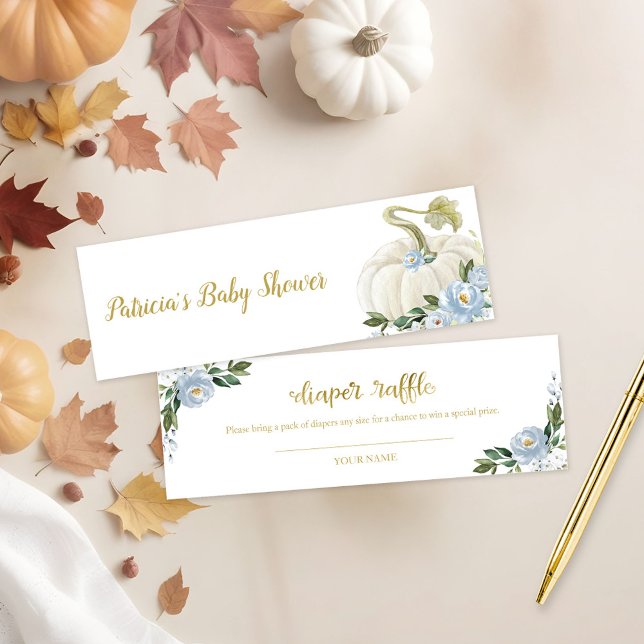 Blue Floral Pumpkin Fall Baby Shower Diaper Raffle (Creator Uploaded)