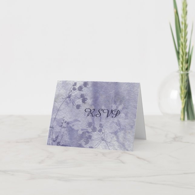 Blue Floral Reception RSVP Note Card (Front)