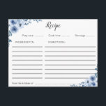 blue floral recipe card<br><div class="desc">A lovely watercolor floral design with blue flowers. The features of this design can be personalised.</div>