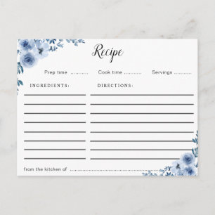 blue floral recipe card