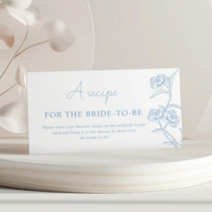 Blue Floral Recipe for the Bride Bridal Shower Enclosure Card