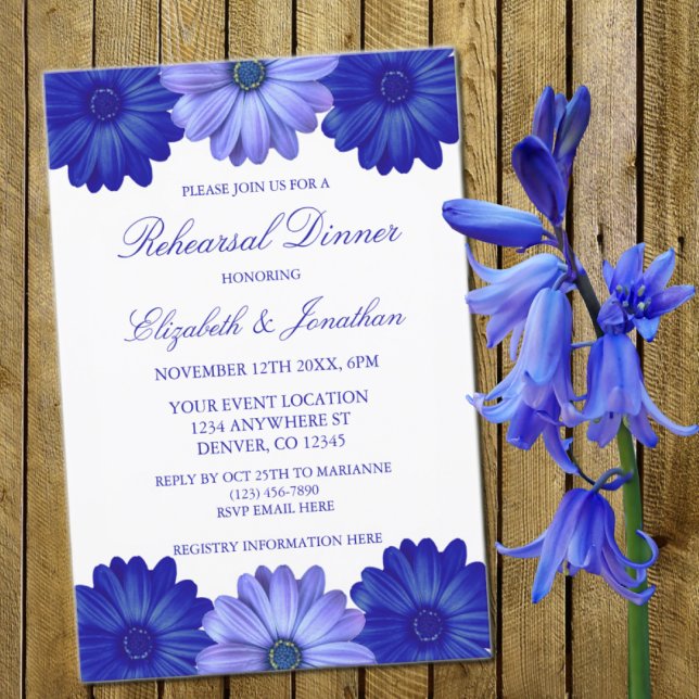 Blue Floral Rehearsal Dinner Invitation (Creator Uploaded)