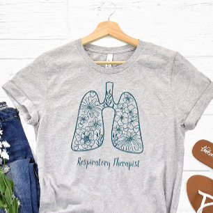 Blue Floral Respiratory Therapist T-Shirt