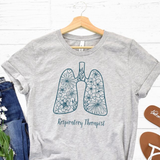 Blue Floral Respiratory Therapist T-Shirt (Respiratory Therapist Tshirt)